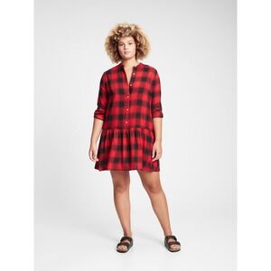 GAP Long Sleeve Plaid Buffalo Check Dress Red Black XXL NWT Cozy Fall Casual